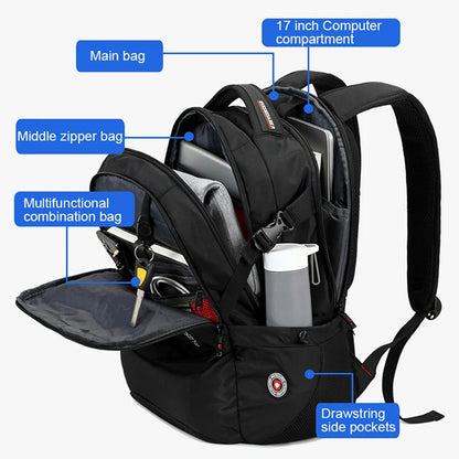Waterproof Men Backpack USB Charging 17 Inch Laptop Backpacks School Bags Anti-theft Business Travel Bag Backpack Male Mochila