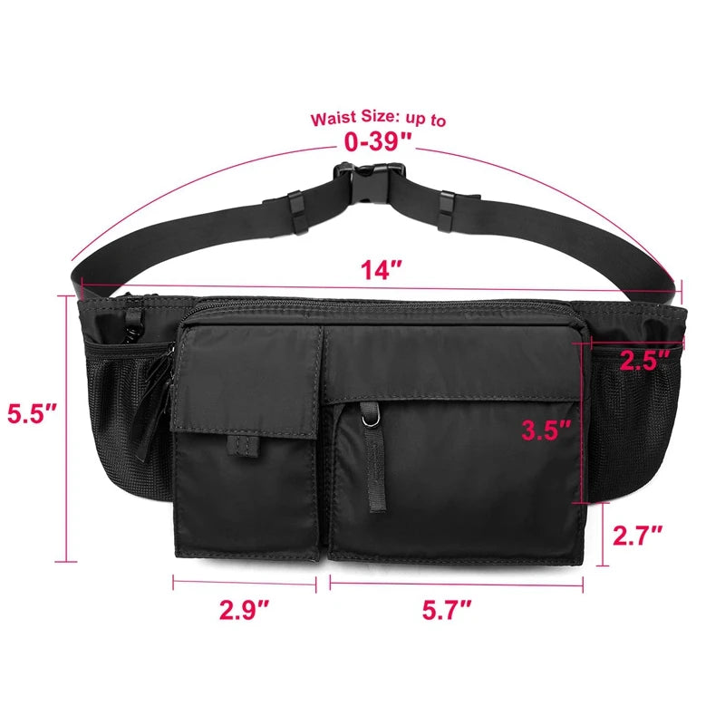 Waterproof Men Crossbody Bag Casual 7.9inch Multi-Layer Shoulder Bags Hip Hop Chest Bag Zipper Phone Tactical Waist Bag