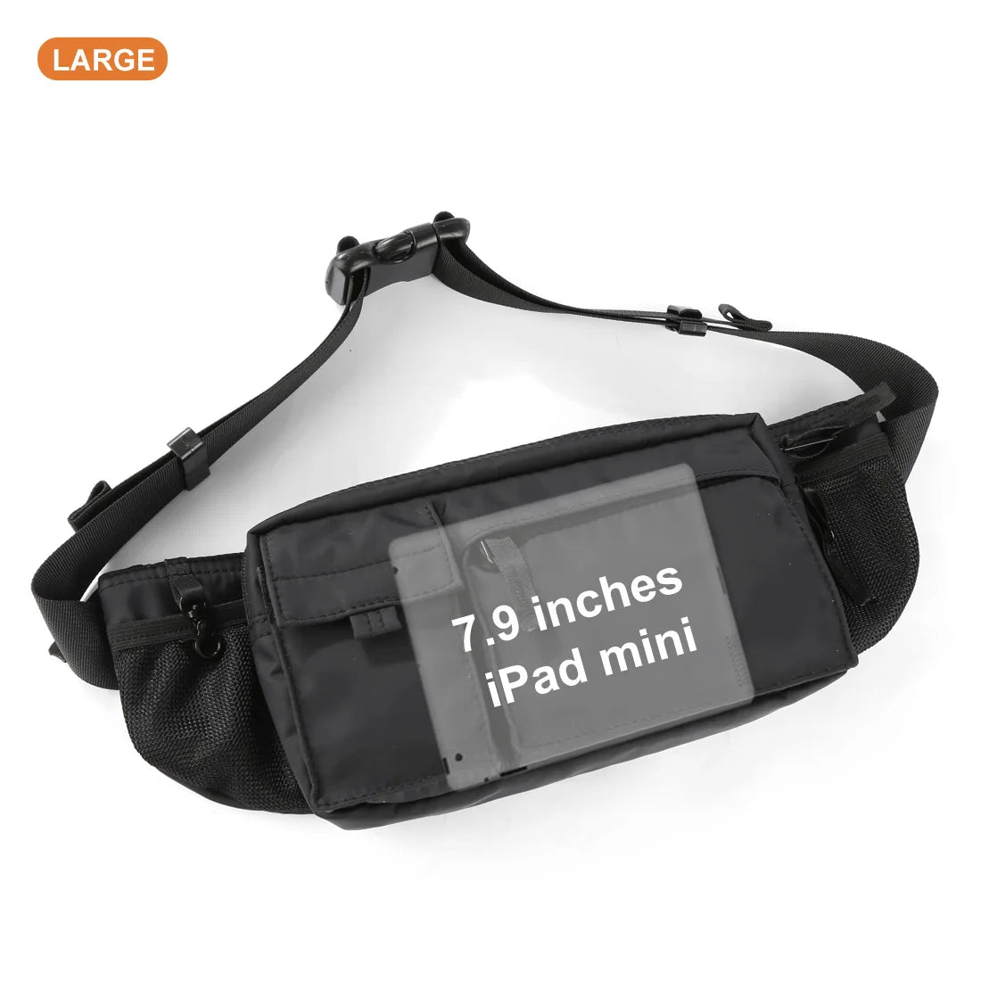 Waterproof Men Crossbody Bag Casual 7.9inch Multi-Layer Shoulder Bags Hip Hop Chest Bag Zipper Phone Tactical Waist Bag