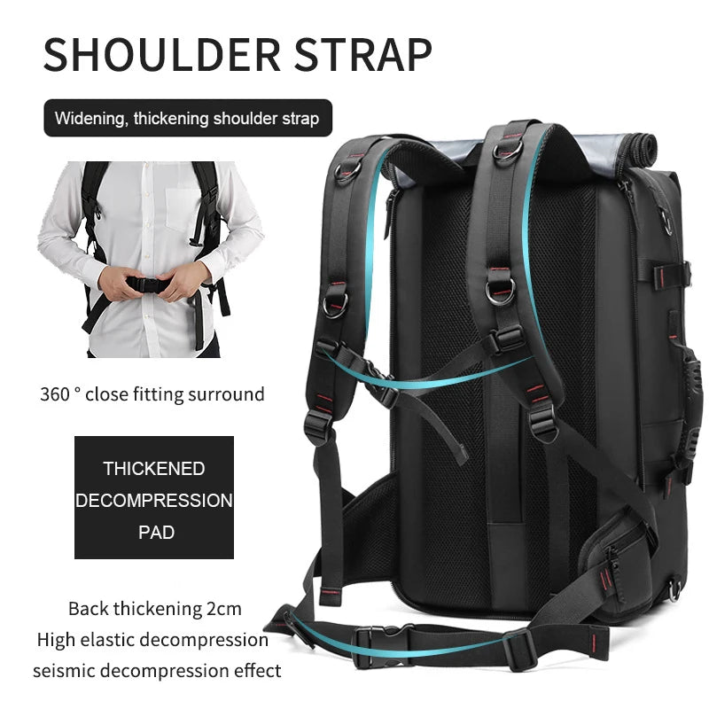 Waterproof Men Travel Backpack 60L Outdoors Mountaineering Bag Laptop Backpacks Business Backpack with Separate Shoe Bag Mochila