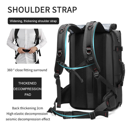 Waterproof Men Travel Backpack 60L Outdoors Mountaineering Bag Laptop Backpacks Business Backpack with Separate Shoe Bag Mochila
