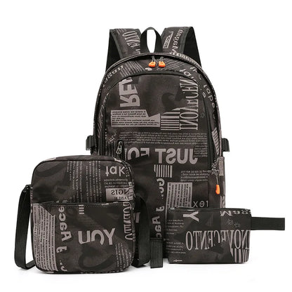 Waterproof Men's Backpack set School Bags teenager boys Schoolbag laptop Book Bags Middle School travel Student School backpack