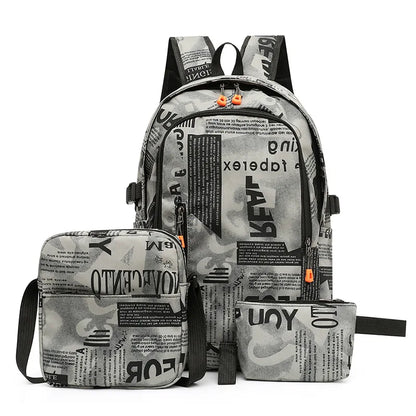 Waterproof Men's Backpack set School Bags teenager boys Schoolbag laptop Book Bags Middle School travel Student School backpack