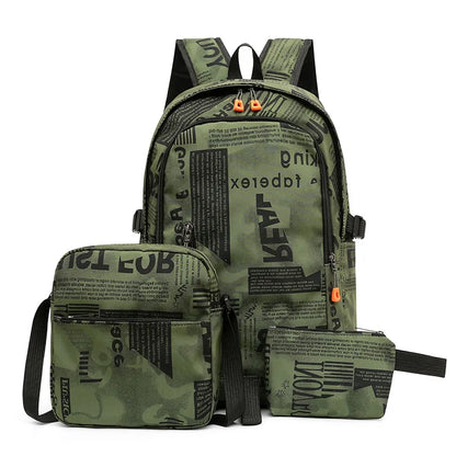Waterproof Men's Backpack set School Bags teenager boys Schoolbag laptop Book Bags Middle School travel Student School backpack