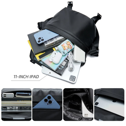 Waterproof Men's Crossbody Personalized 10.5 inch iPad Chest Bag Teenager Sport Riding Shoulder Bag Leisure Portable Sling Bag