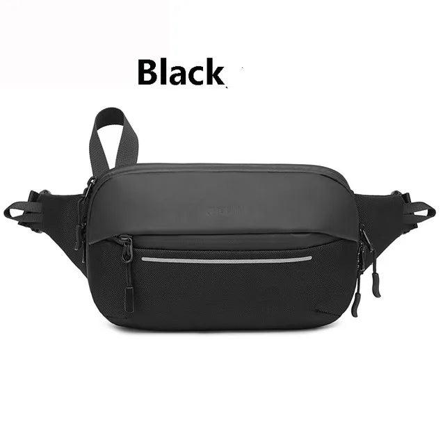 Waterproof Men's Fanny Pack Multi-functional Chest Bag Simple Fashionable Shoulder Bag Sports Expandable Messenger Bag