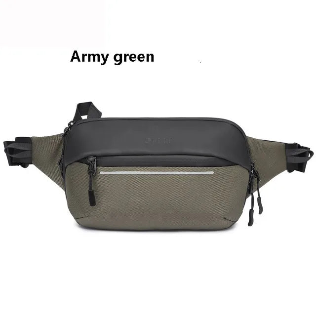 Waterproof Men's Fanny Pack Multi-functional Chest Bag Simple Fashionable Shoulder Bag Sports Expandable Messenger Bag