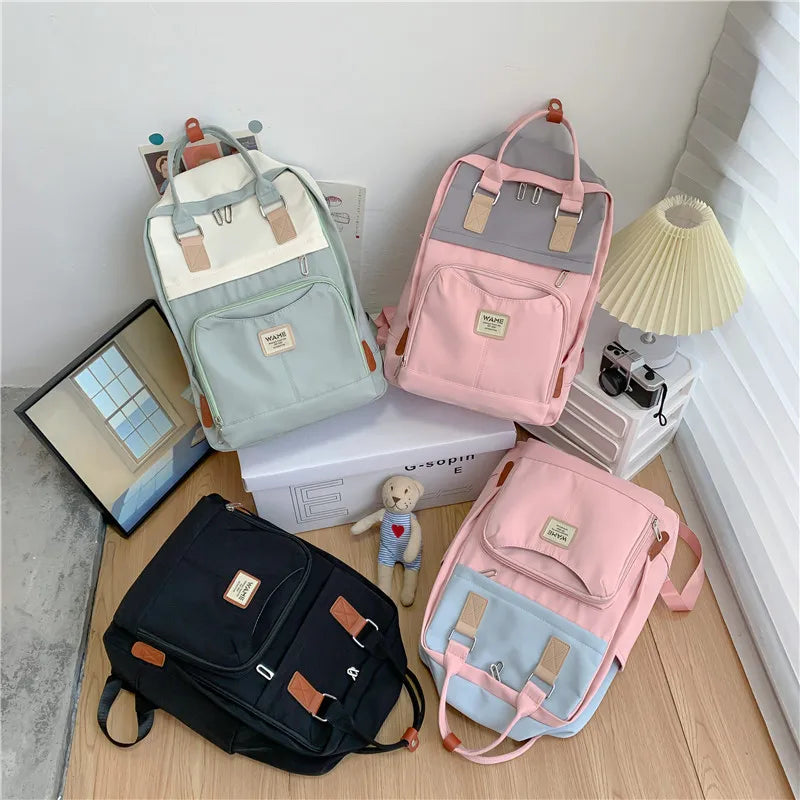 Waterproof Nylon Backpack for Women Multi Pocket Man Boys Travel Backpacks Female School Bag for Teenage Girls