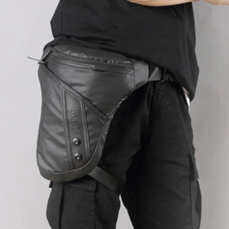 Waterproof Nylon Fanny Pack Men Drop Motorcycle Riding Bag Thigh Shoulder Multi-purpose Black Male Hip Bum Belt Waist Leg Bags
