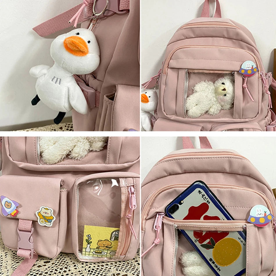 Waterproof Nylon Female Schoolbag College Lady Laptop Backpacks Kawaii Girl Travel Book Bags Cute Women Large Capacity Backpack