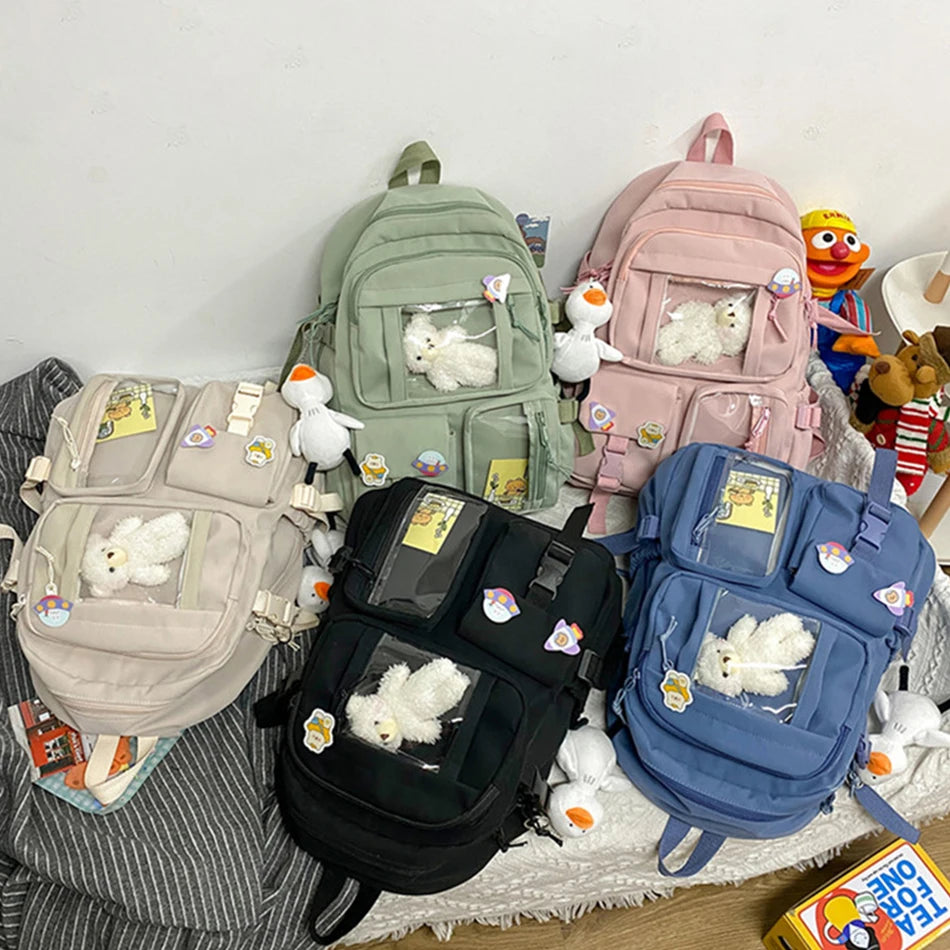 Waterproof Nylon Female Schoolbag College Lady Laptop Backpacks Kawaii Girl Travel Book Bags Cute Women Large Capacity Backpack