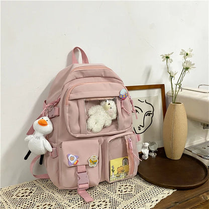 Waterproof Nylon Female Schoolbag College Lady Laptop Backpacks Kawaii Girl Travel Book Bags Cute Women Large Capacity Backpack