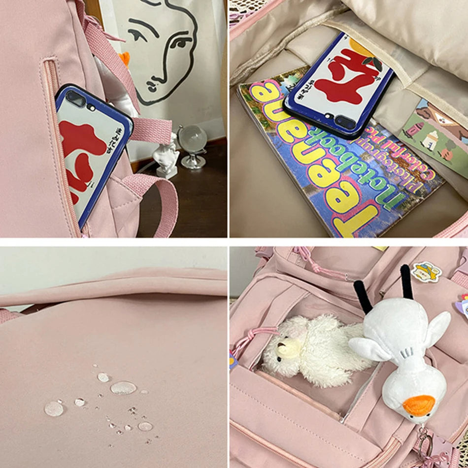 Waterproof Nylon Female Schoolbag College Lady Laptop Backpacks Kawaii Girl Travel Book Bags Cute Women Large Capacity Backpack