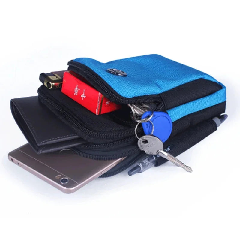 Waterproof Nylon Unisex Belt Waist Fanny Pack Cell Mobile Phone Cover Cigarette Case Purse Hook Men Small Crossbody Shoulder Bag