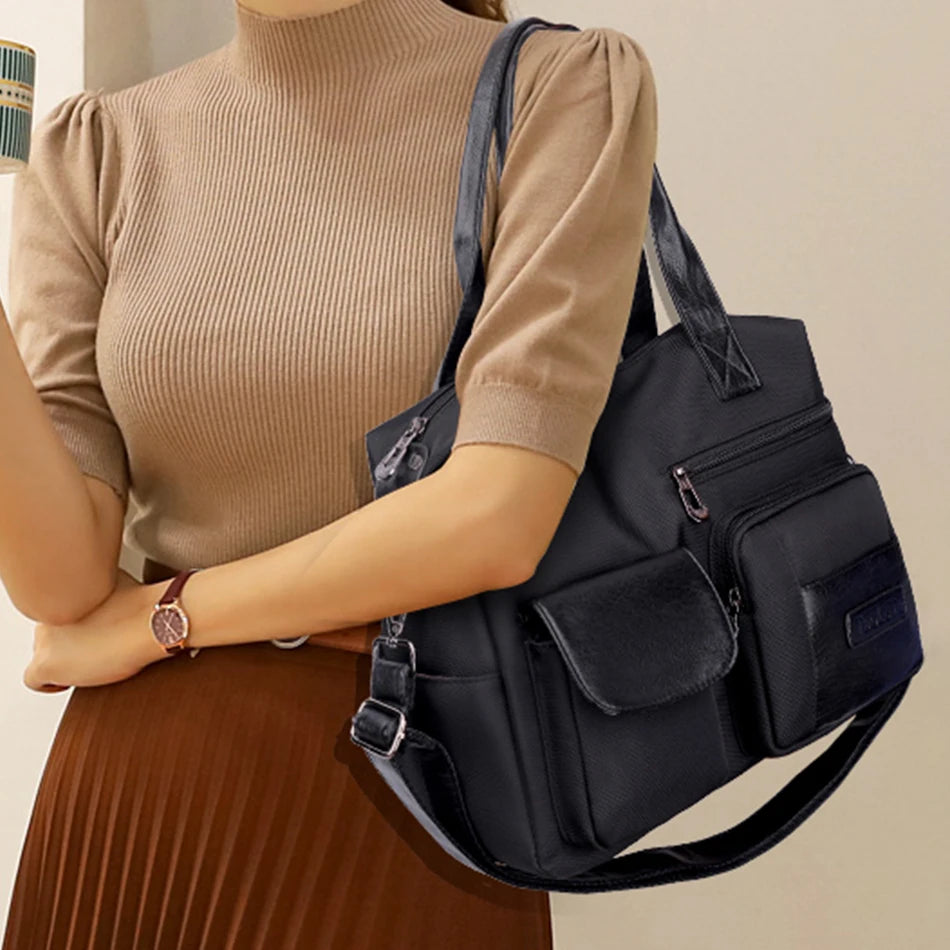 Waterproof Oxford Bag Large Capacity Handbag Lady Travel Bag Solid Color Messenger Bags for Women 2021 Multi-pocket Sac A Main