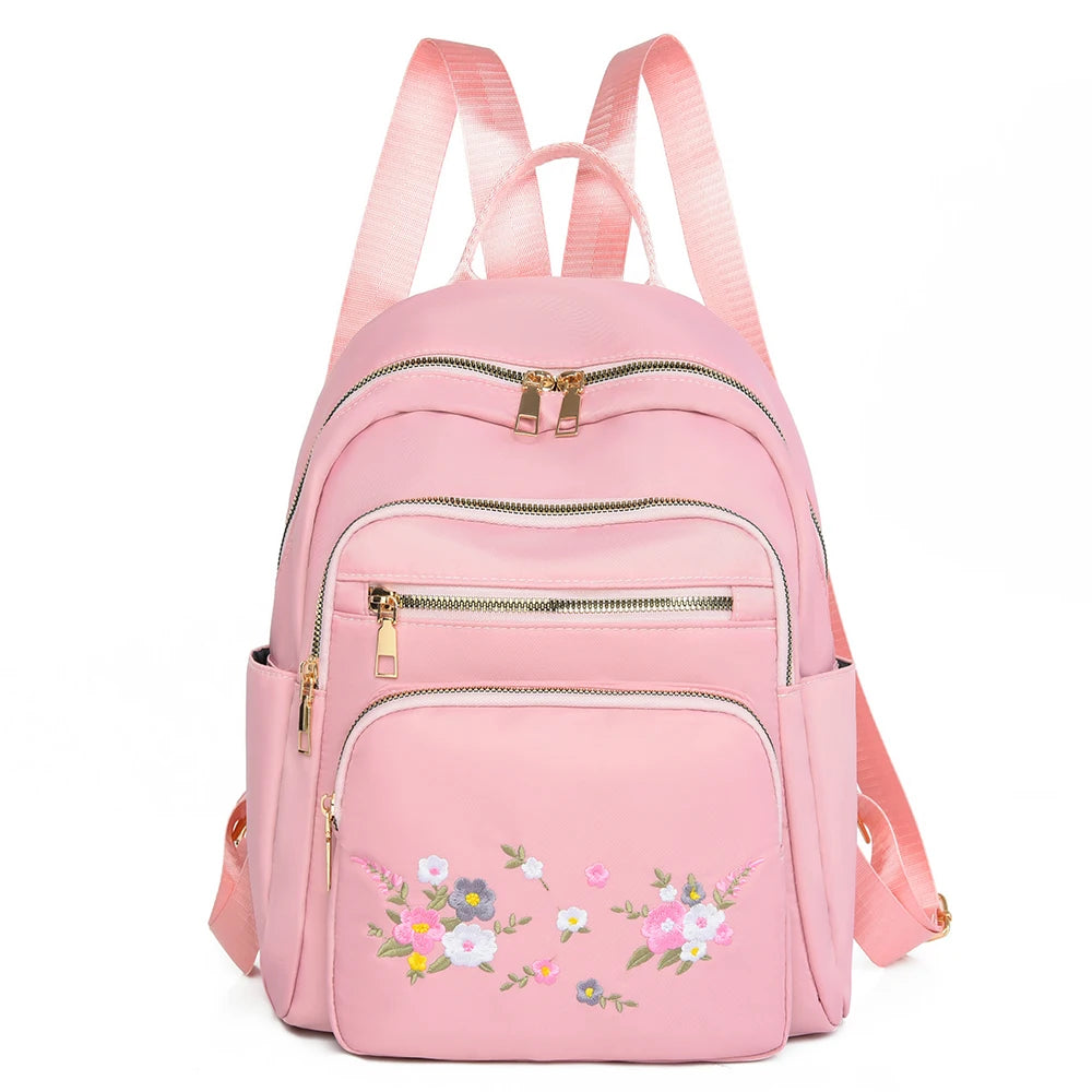 Waterproof Oxford Women Backpack Fashion Casual Embroidery Bag Designer Female Large Capacity Travel Handbag Shopping Knaps