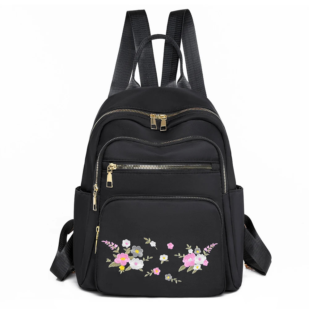 Waterproof Oxford Women Backpack Fashion Casual Embroidery Bag Designer Female Large Capacity Travel Handbag Shopping Knaps