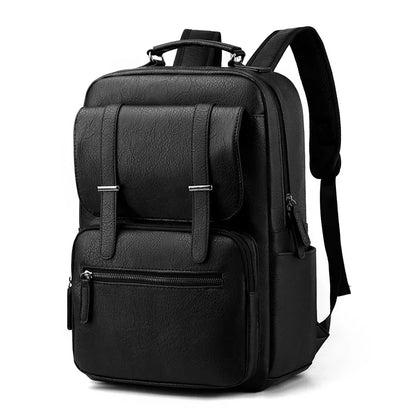 Waterproof PU Leather Film Backpack Men's Business Backpack Waterproof Laptop Bag Short Trip Rucksack Large Leather Bag for Men