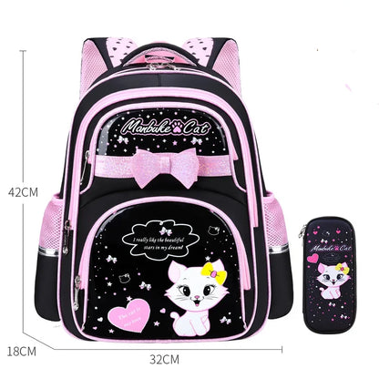 Waterproof School Bags For Girls Kids Schoolbags cat cartoon book bags kids Orthopedic Children school Backpack Mochila Escolar
