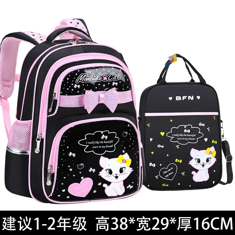 Waterproof School Bags For Girls Kids Schoolbags cat cartoon book bags kids Orthopedic Children school Backpack Mochila Escolar