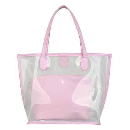 Waterproof Tote Bag for Work Stadium Gym Students Sports Fashion Underarm Jelly Candy Bag with Zipper Pouch for Women