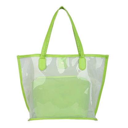 Waterproof Tote Bag for Work Stadium Gym Students Sports Fashion Underarm Jelly Candy Bag with Zipper Pouch for Women