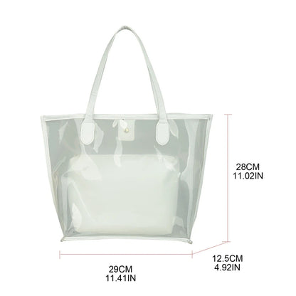 Waterproof Tote Bag for Work Stadium Gym Students Sports Fashion Underarm Jelly Candy Bag with Zipper Pouch for Women