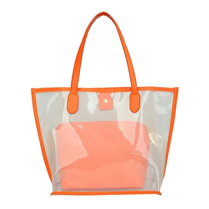 Waterproof Tote Bag for Work Stadium Gym Students Sports Fashion Underarm Jelly Candy Bag with Zipper Pouch for Women