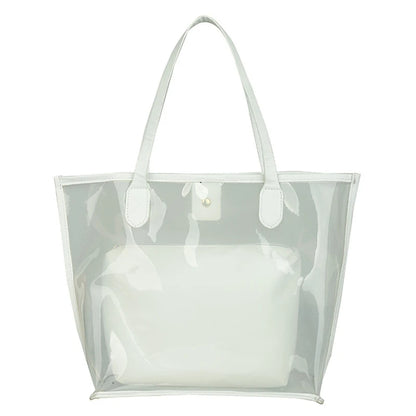 Waterproof Tote Bag for Work Stadium Gym Students Sports Fashion Underarm Jelly Candy Bag with Zipper Pouch for Women
