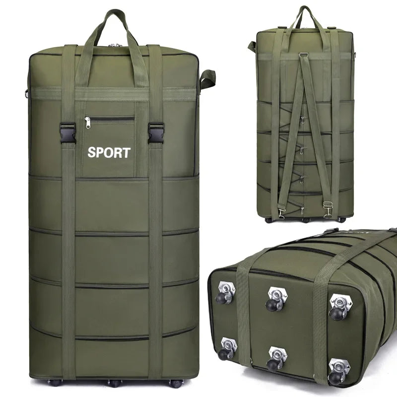 Waterproof Travel Bag Large-capacity Telescopic Airline Check-in Bag with Wheel Folding Luggage Storage Pack for Men and Women