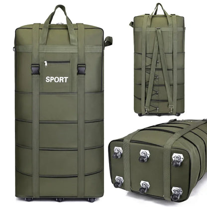 Waterproof Travel Bag Large-capacity Telescopic Airline Check-in Bag with Wheel Folding Luggage Storage Pack for Men and Women