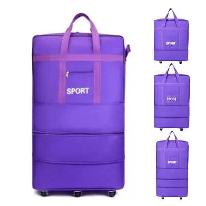 Waterproof Travel Bag Large-capacity Telescopic Airline Check-in Bag with Wheel Folding Luggage Storage Pack for Men and Women