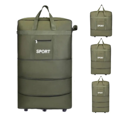 Waterproof Travel Bag Large-capacity Telescopic Airline Check-in Bag with Wheel Folding Luggage Storage Pack for Men and Women
