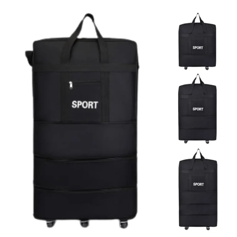 Waterproof Travel Bag Large-capacity Telescopic Airline Check-in Bag with Wheel Folding Luggage Storage Pack for Men and Women