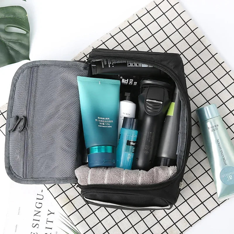 Waterproof Wash Pouch Polyester Business Handheld Men's Toiletry Cosmetic Bag Bathroom Portable Travel Storage Bag