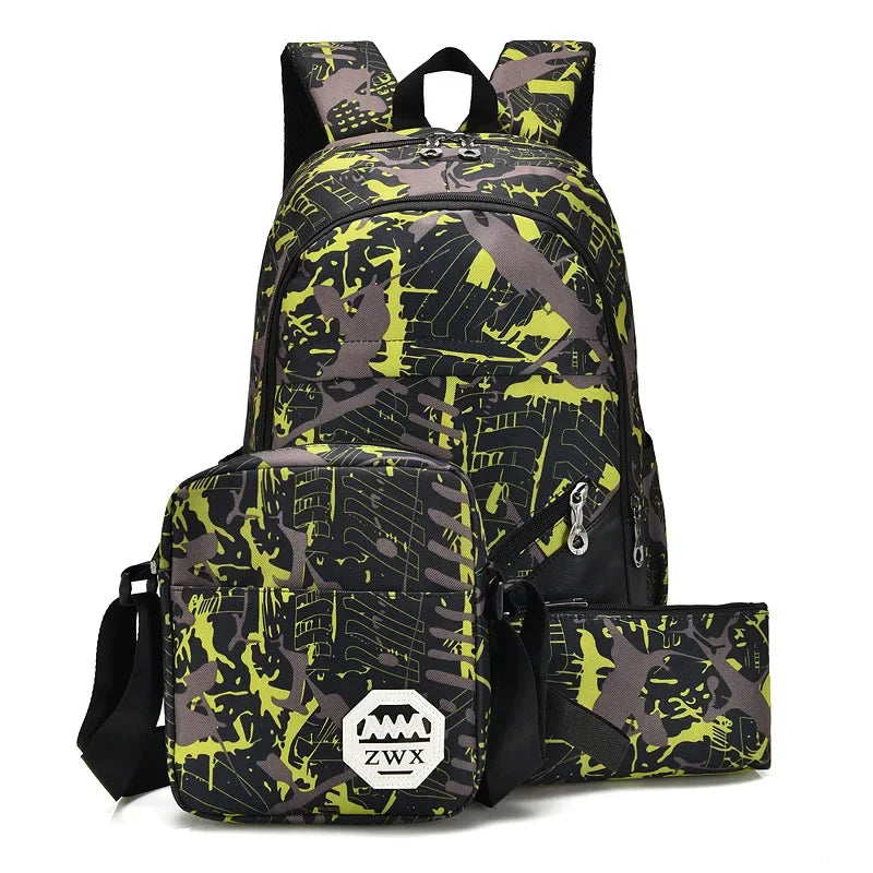 Waterproof travel laptop backpack children School Bags teenager Boys girls camouflage school Backpack set high School backpack