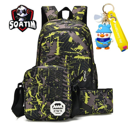 Waterproof travel laptop children Bags teenager Boys girls camouflage school Backpack set high School backpack