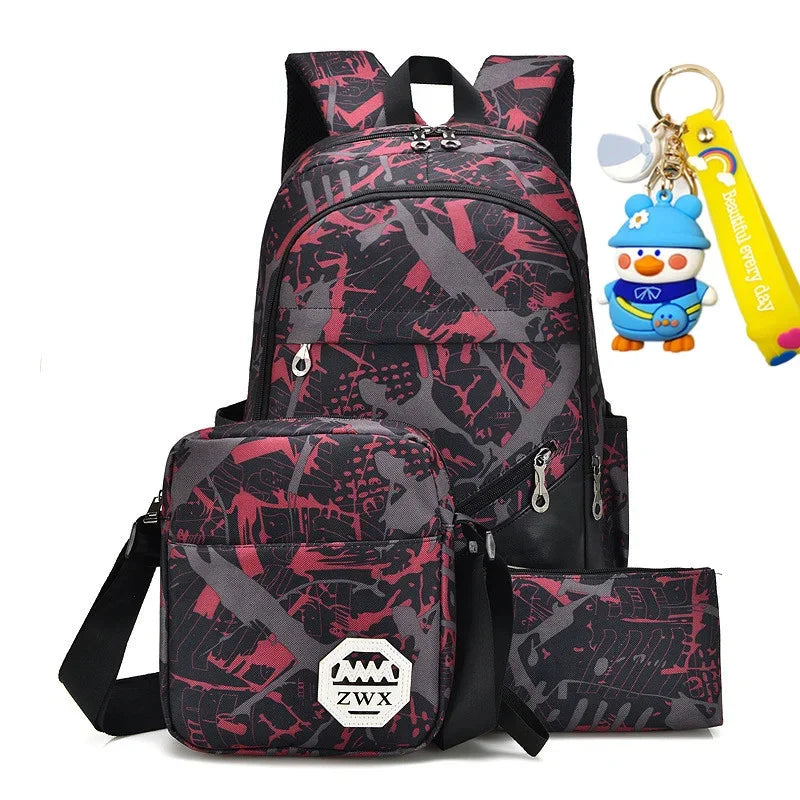 Waterproof travel laptop children Bags teenager Boys girls camouflage school Backpack set high School backpack