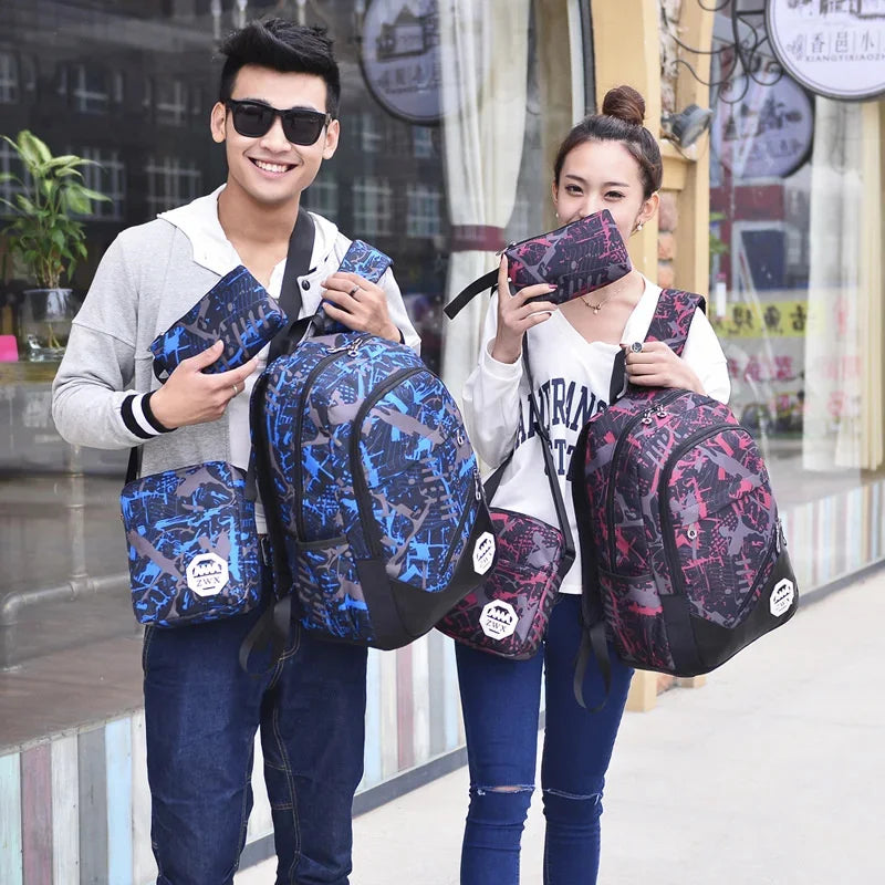 Waterproof travel laptop children Bags teenager Boys girls camouflage school Backpack set high School backpack