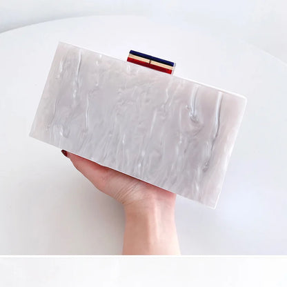 Wavely Acrylic Red Blue White Wedding Bridal Toted Handbag Woman Dinner Gala Gift Clutch Purse Fashion Banqeut Party Evening Bag
