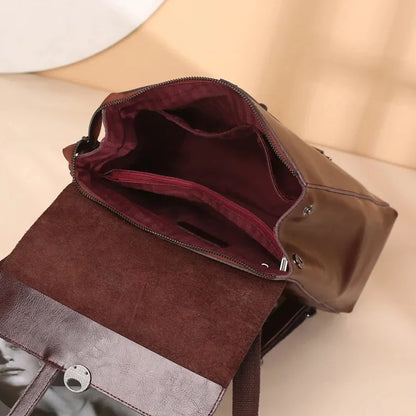 Waxed Backpack Fashion Leather Handbags Cowhide Shoulder Travel Ladies Backpacks Girls School Bags
