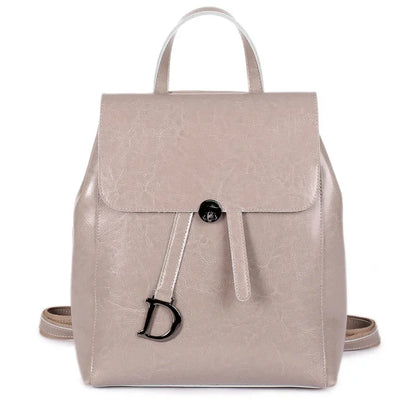 Waxed Backpack Fashion Leather Handbags Cowhide Shoulder Travel Ladies Backpacks Girls School Bags