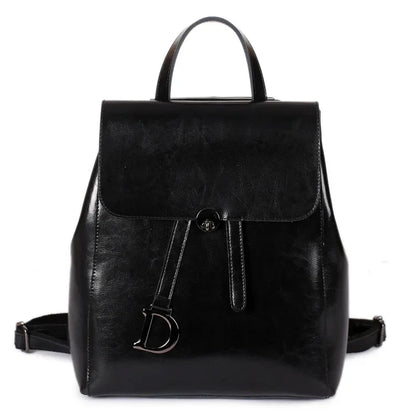 Waxed Backpack Fashion Leather Handbags Cowhide Shoulder Travel Ladies Backpacks Girls School Bags