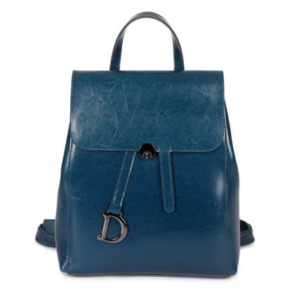 Waxed Backpack Fashion Leather Handbags Cowhide Shoulder Travel Ladies Backpacks Girls School Bags