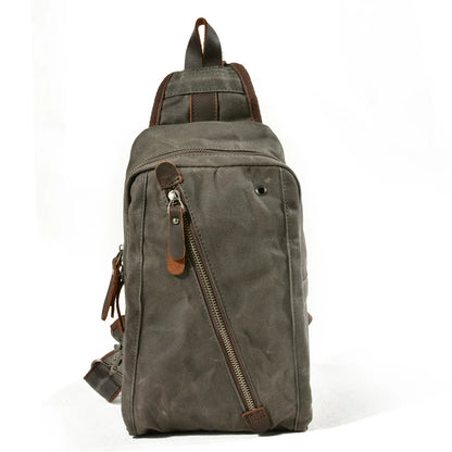 Waxed Canvas Chest Bag European Style Men Sling Bag Vintage Waterproof Small Knapsack For men