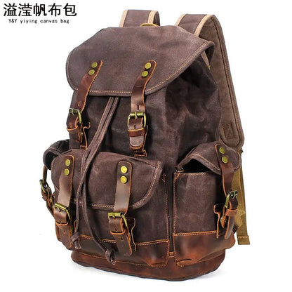 Waxed Canvas Waterproof Backpack Men Backpacks Leisure Rucksack Travel School Bag Laptop Bagpack men vintage shoulder bookbags
