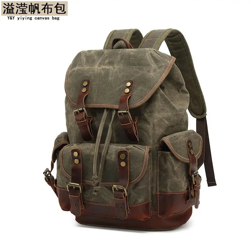 Waxed Canvas Waterproof Backpack Men Backpacks Leisure Rucksack Travel School Bag Laptop Bagpack men vintage shoulder bookbags