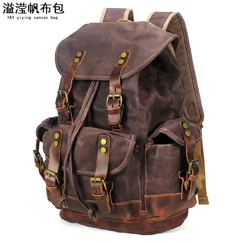 Waxed Canvas Waterproof Backpack Men Backpacks Leisure Rucksack Travel School Bag Laptop Bagpack men vintage shoulder bookbags
