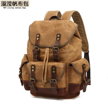 Waxed Canvas Waterproof Backpack Men Backpacks Leisure Rucksack Travel School Bag Laptop Bagpack men vintage shoulder bookbags