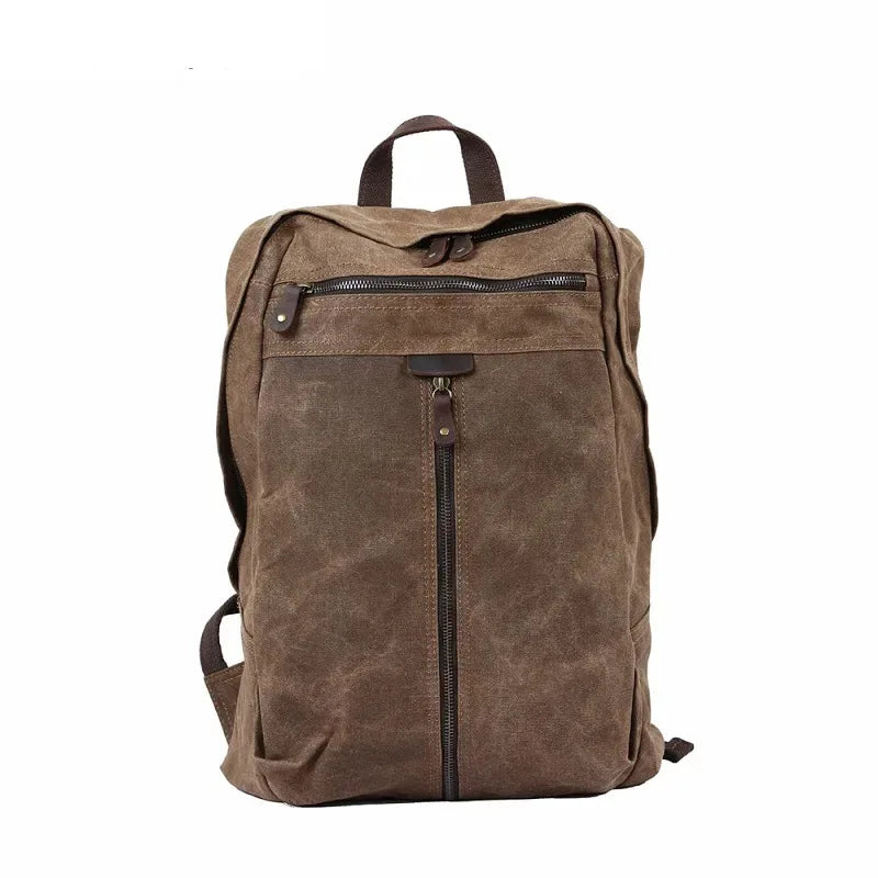 Waxed canvas backpack retro laptop bags men outdoor hiking rucksack waterproof travel backpack